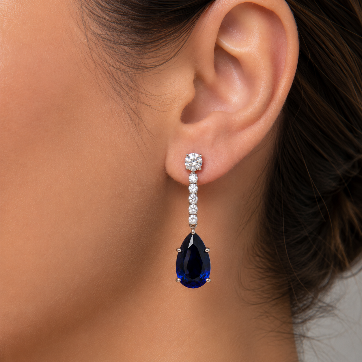 Sapphire & Diamond Drop Earrings