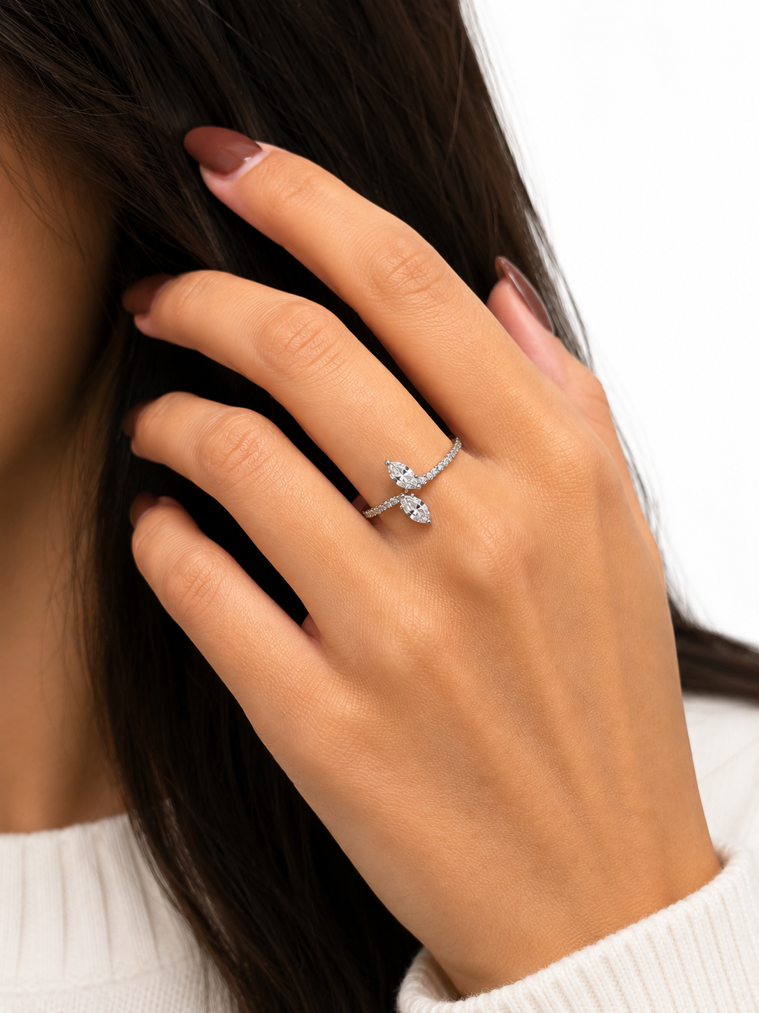 Marquise Diamond Bypass Ring
