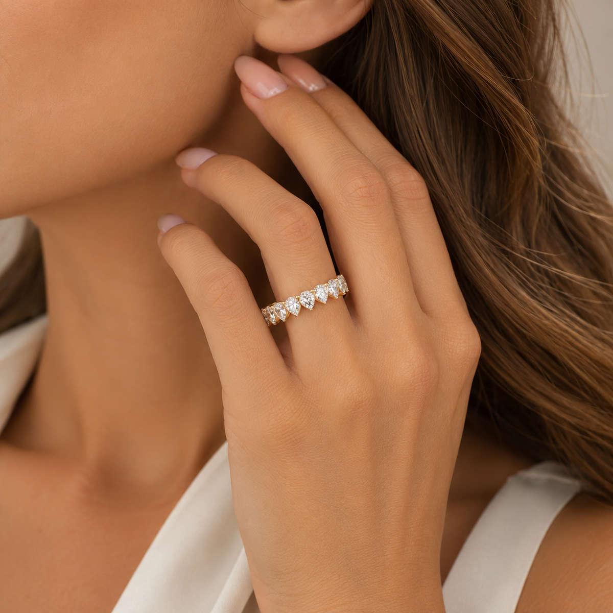 Pear-Shaped Lab-Grown Diamond Eternity Band – 3.70 ctw