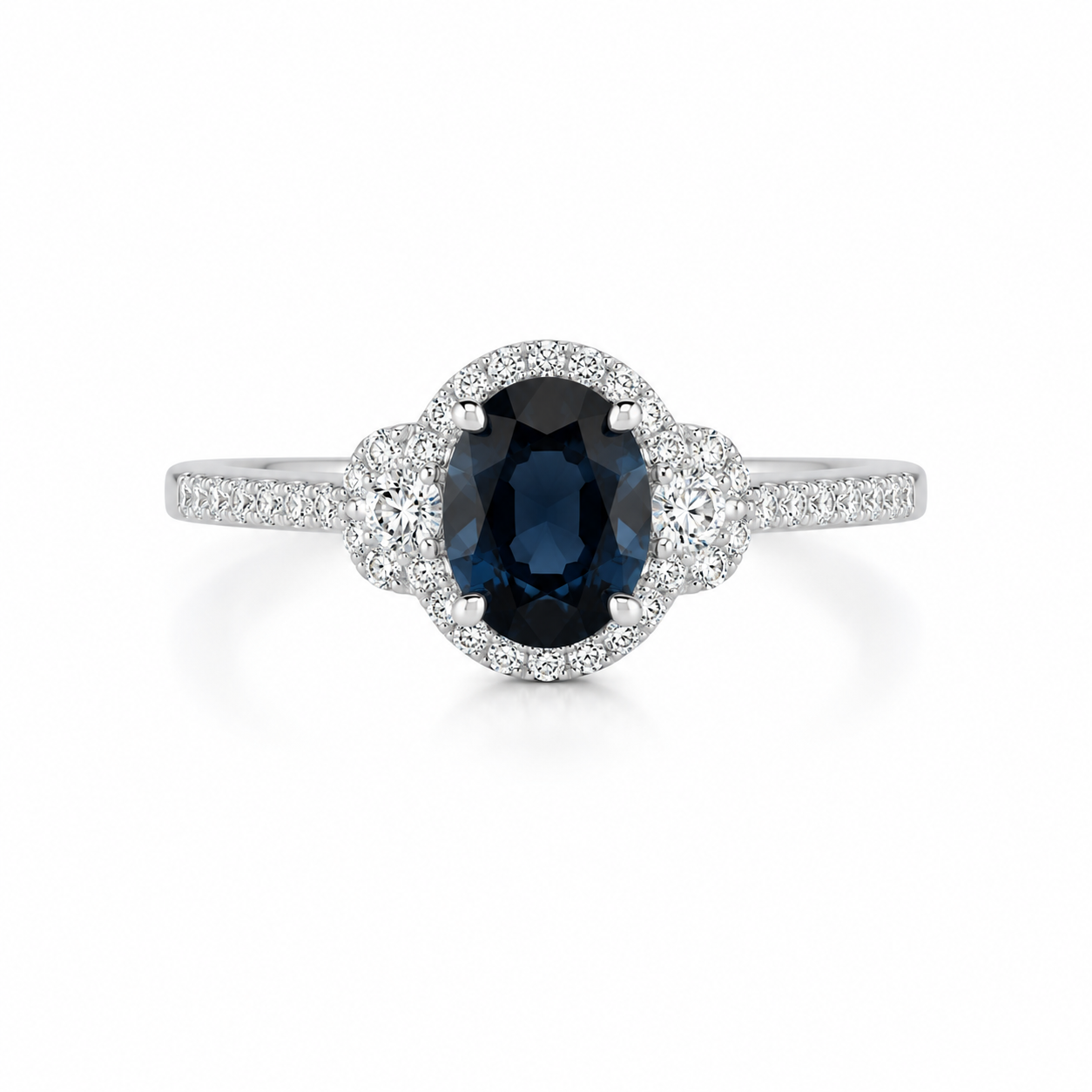 Sapphire Diamond Halo Ring