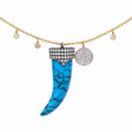 Diamond & Turquoise Horn Pendant Necklace