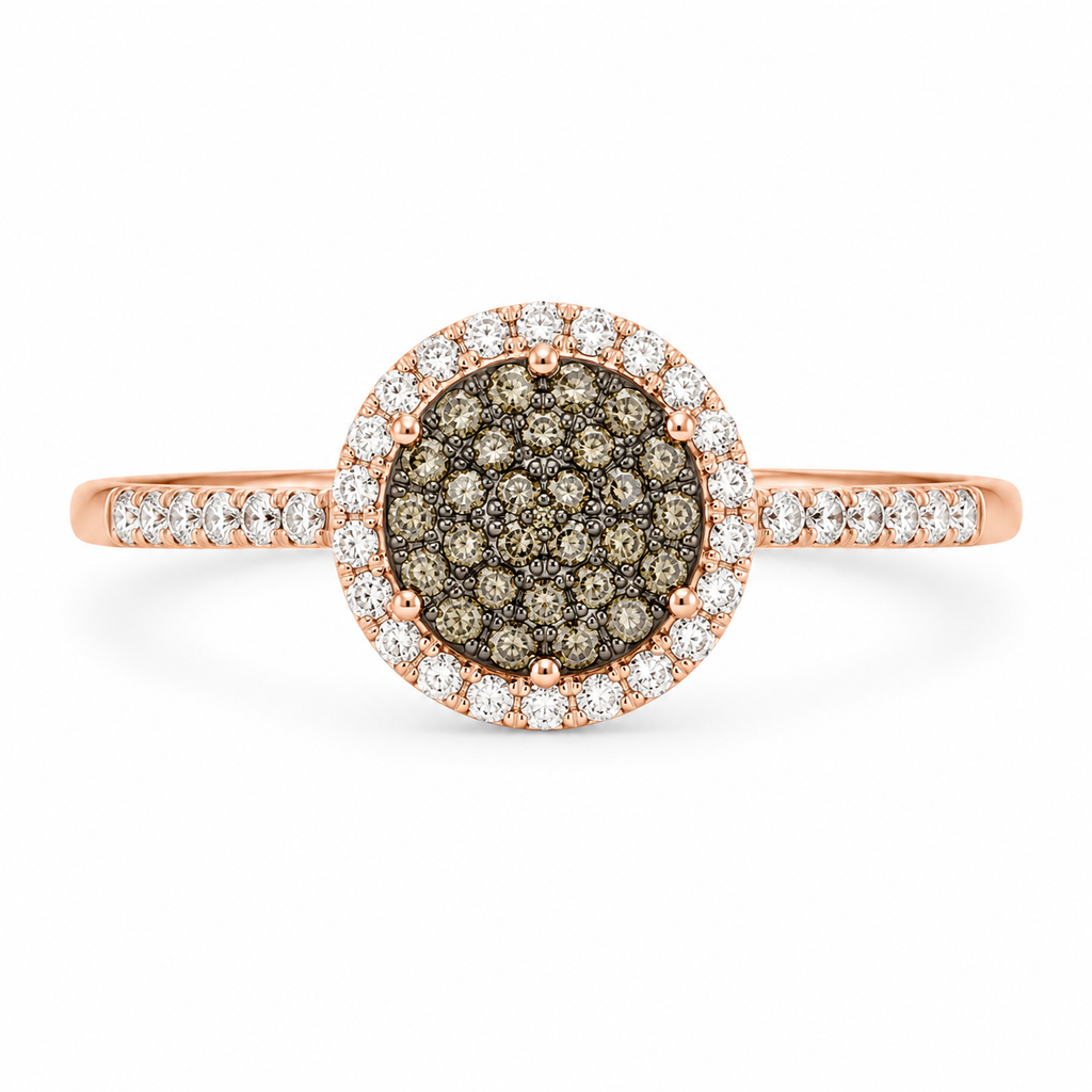 Champagne & White Diamond Halo Ring