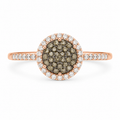 Champagne & White Diamond Halo Ring