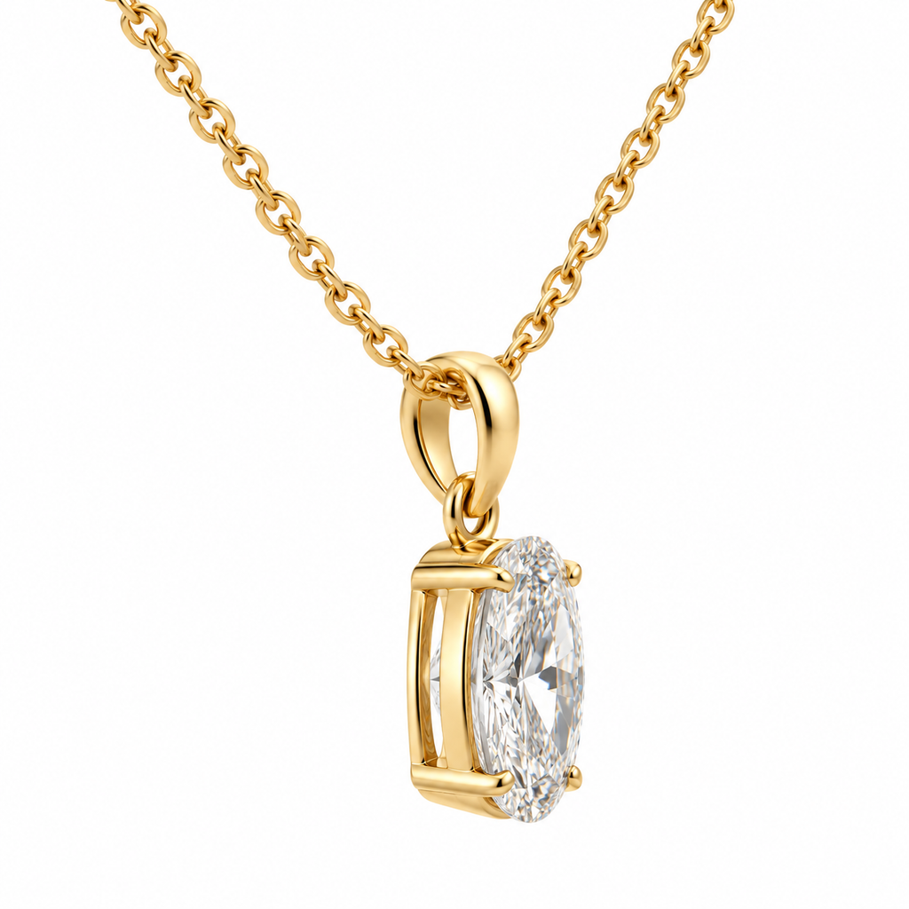 Oval Lab-Grown Diamond Pendant Necklace – 4.03 ct