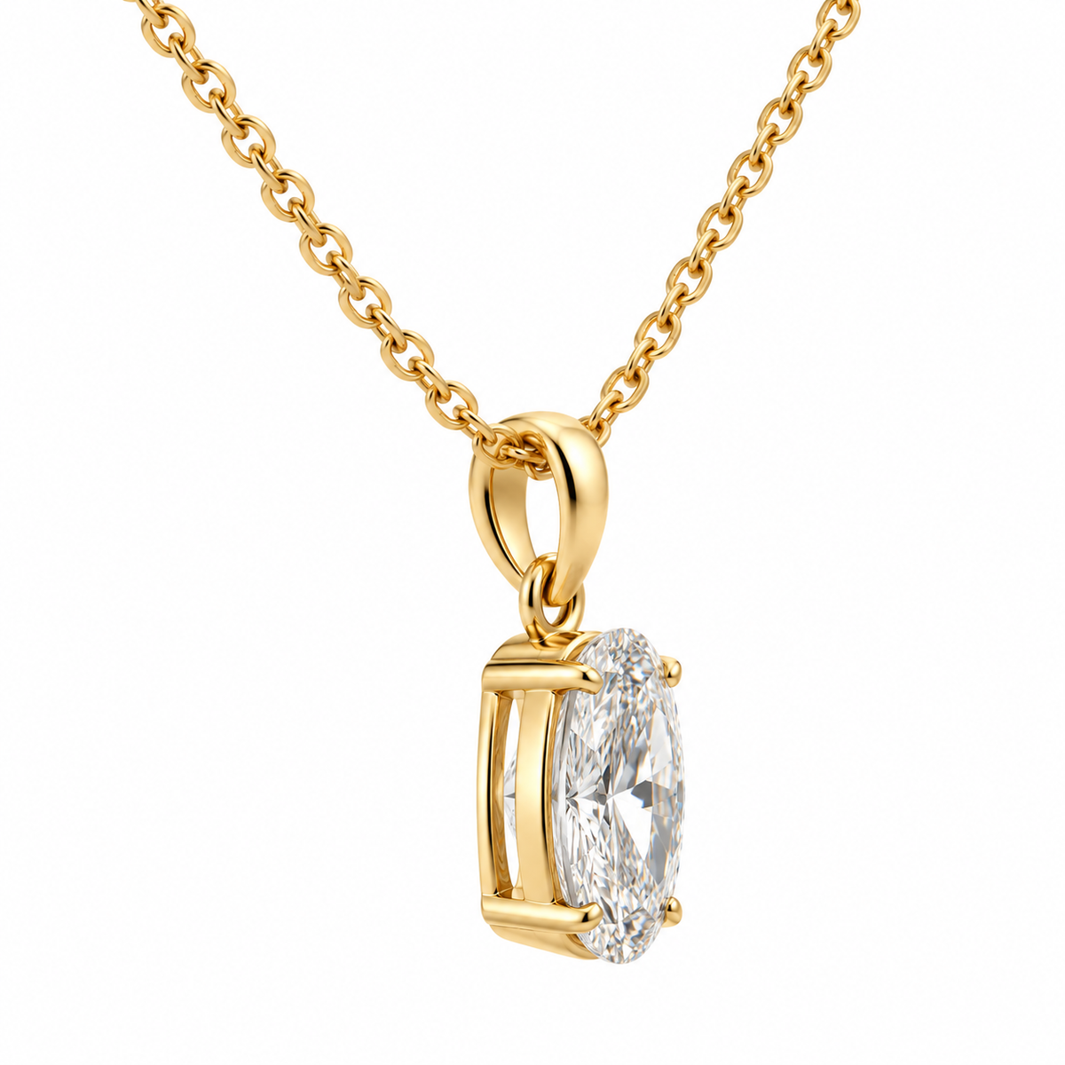 Oval Lab-Grown Diamond Pendant Necklace – 4.03 ct