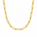 14K Solid Yellow Gold Paperclip Chain Necklace