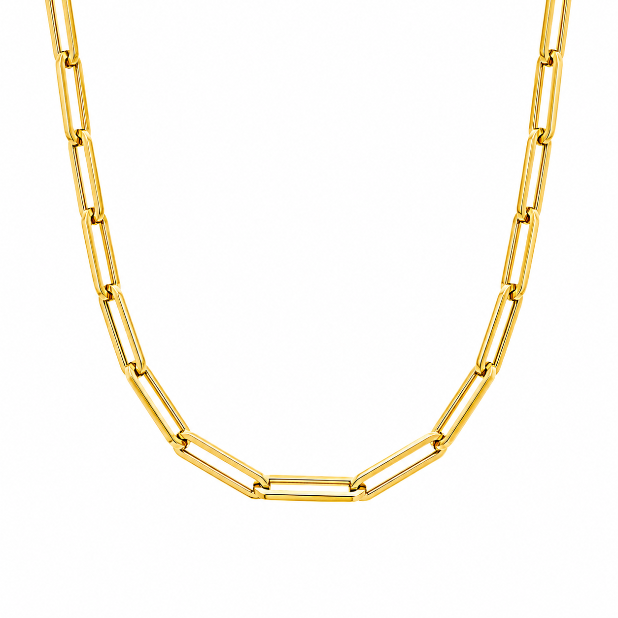 14K Solid Yellow Gold Paperclip Chain Necklace