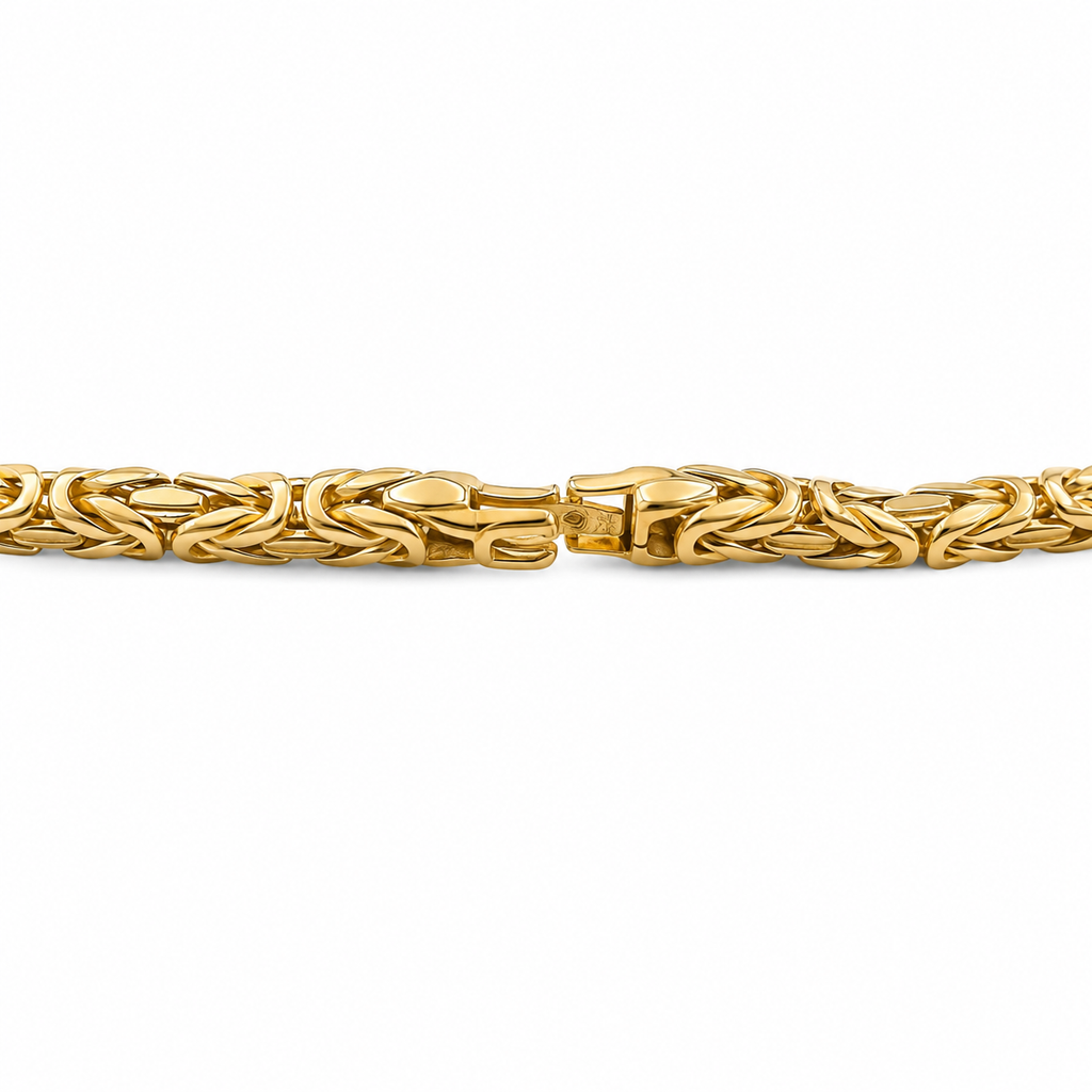 14K Semi- Hollow Gold Byzantine Necklace 3.5 mm