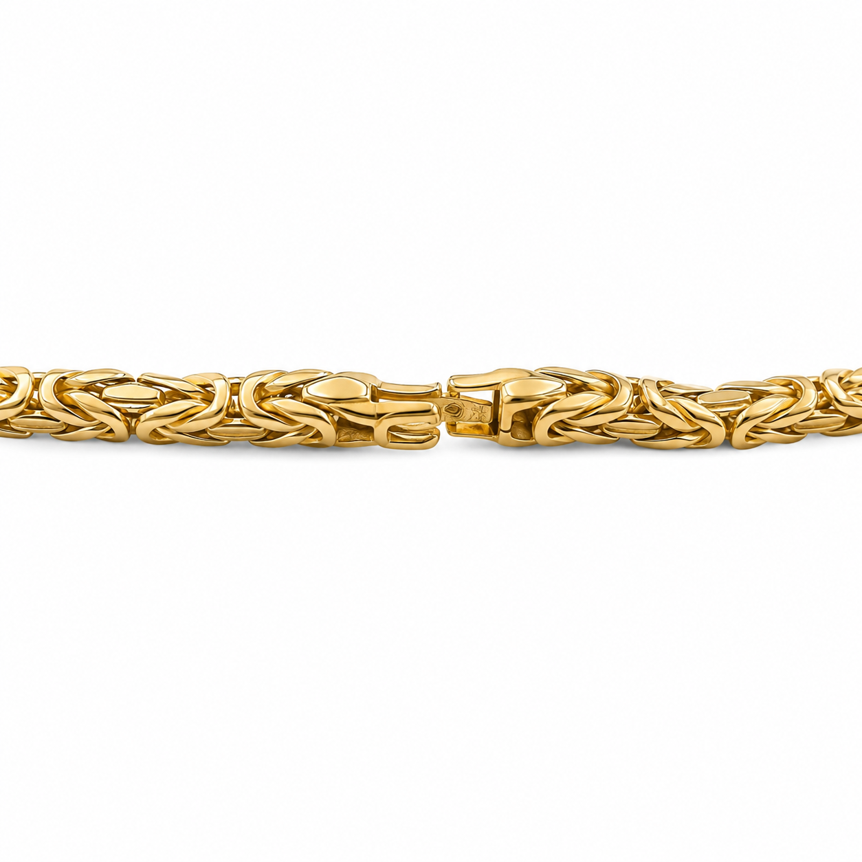 14K Semi- Hollow Gold Byzantine Necklace 3.5 mm