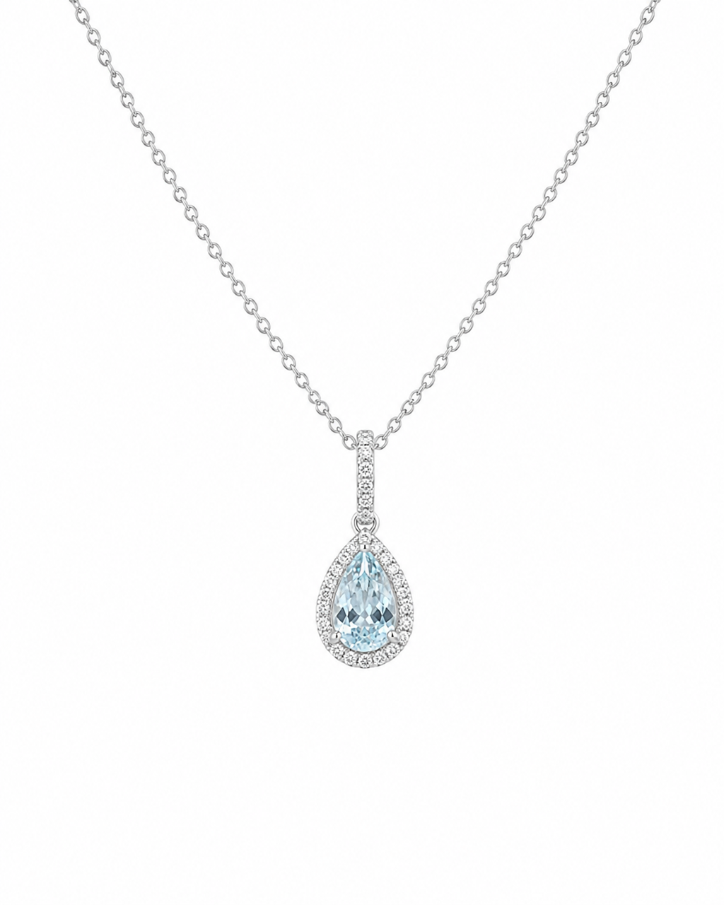 Aquamarine & Diamond Halo Necklace