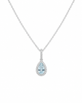 Aquamarine & Diamond Halo Necklace
