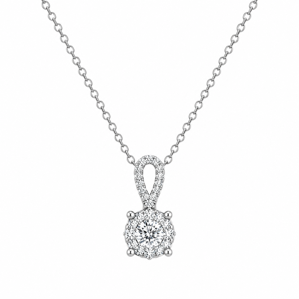 Diamond Halo Pendant Necklace