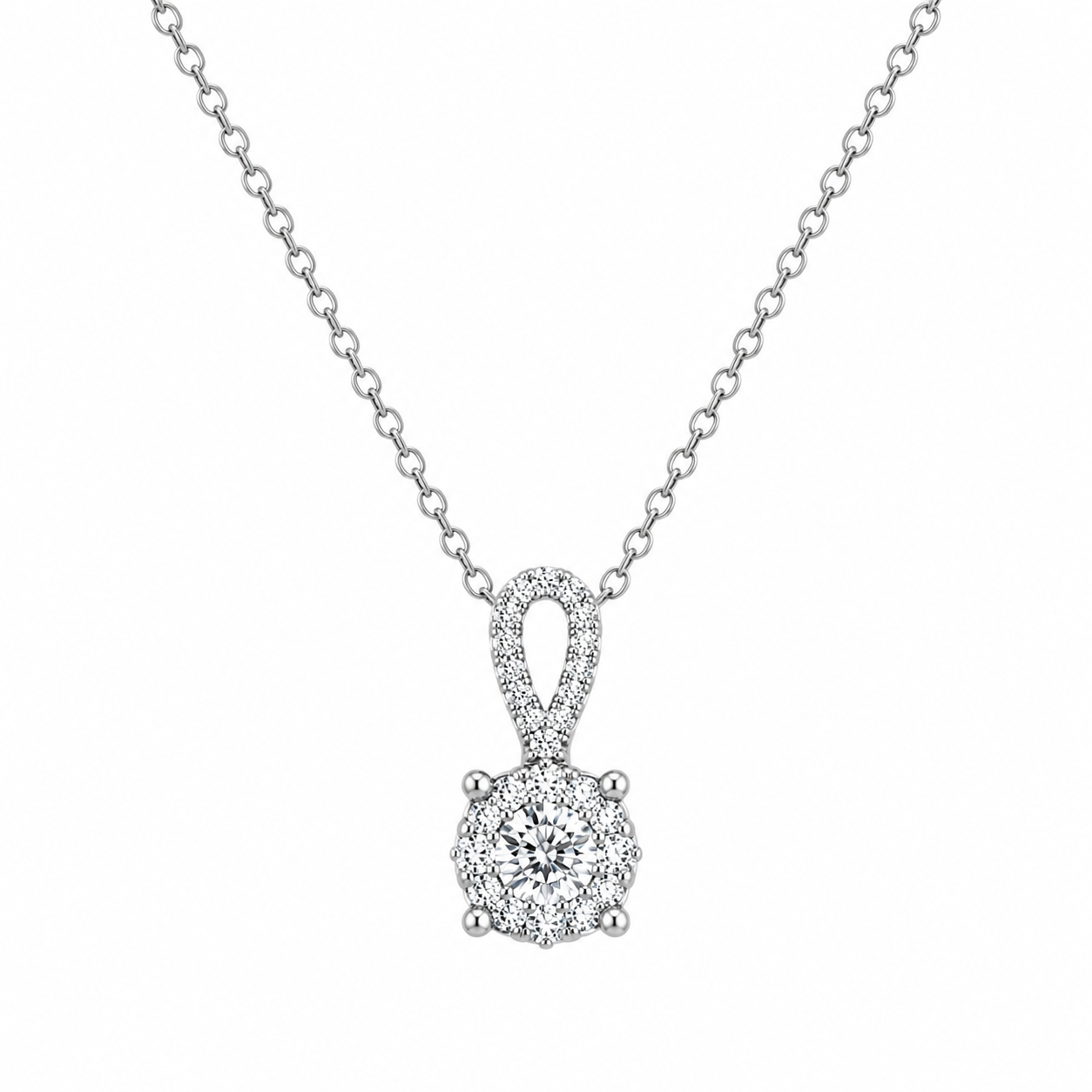 Diamond Halo Pendant Necklace