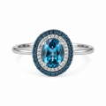 London Blue Topaz Halo Ring
