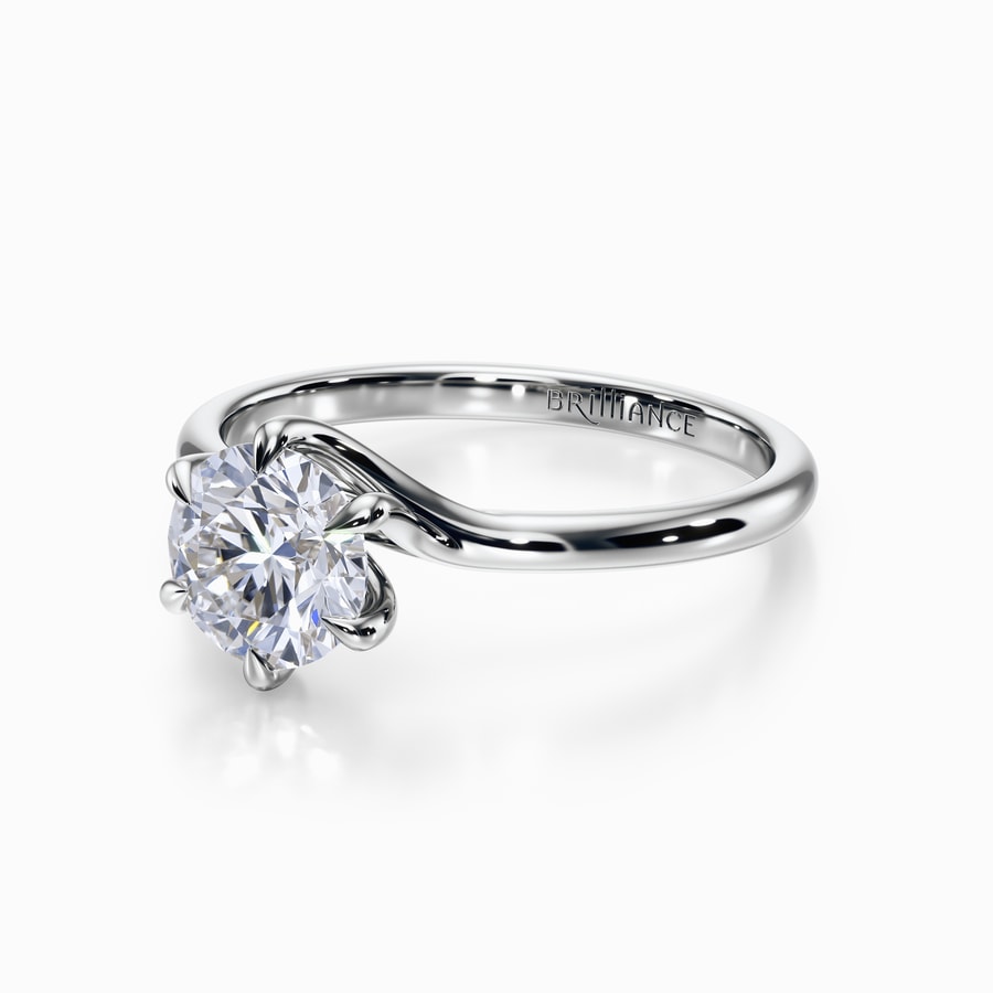 Royal Twist Solitaire Ring in White Gold