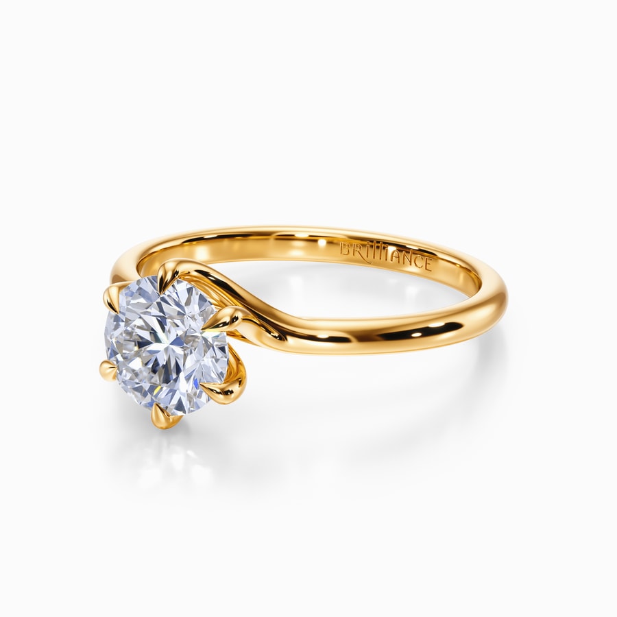 Royal Twist Solitaire Ring in Yellow Gold