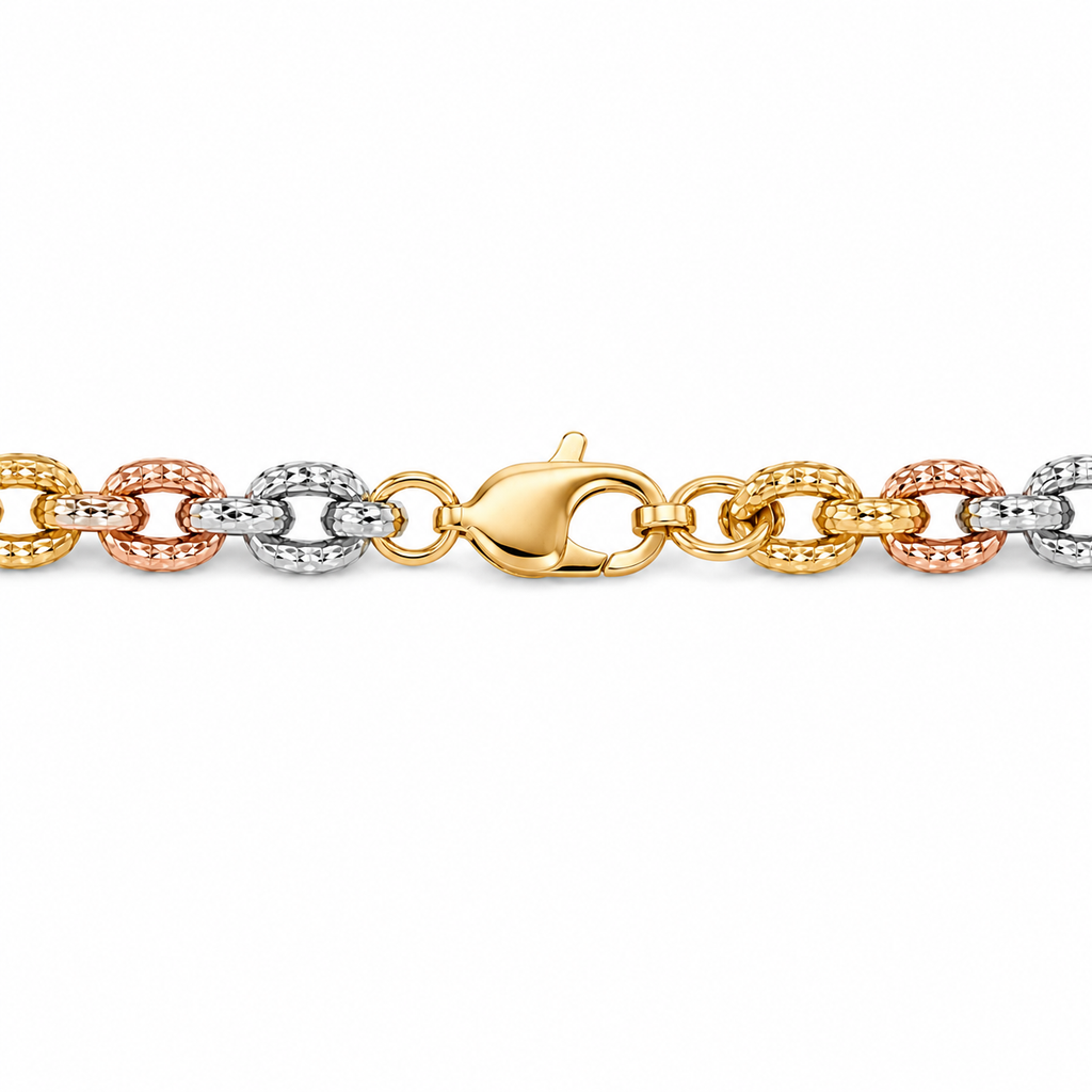 14K Tri-Color Cable Link Necklace