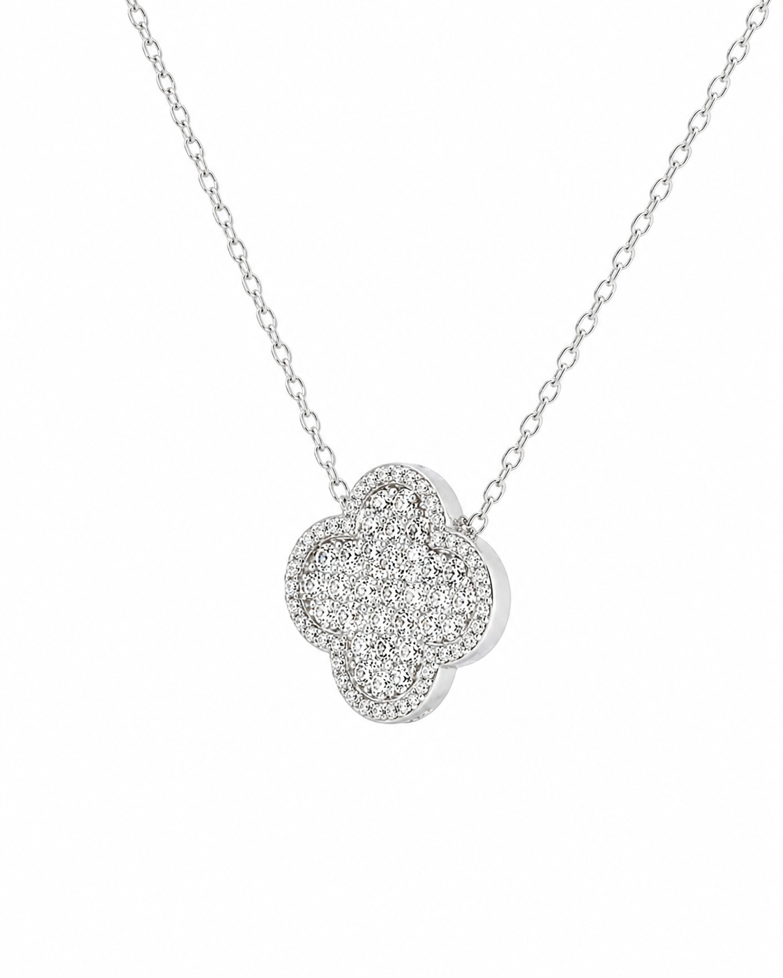 Diamond Pavé Clover Pendant Necklace
