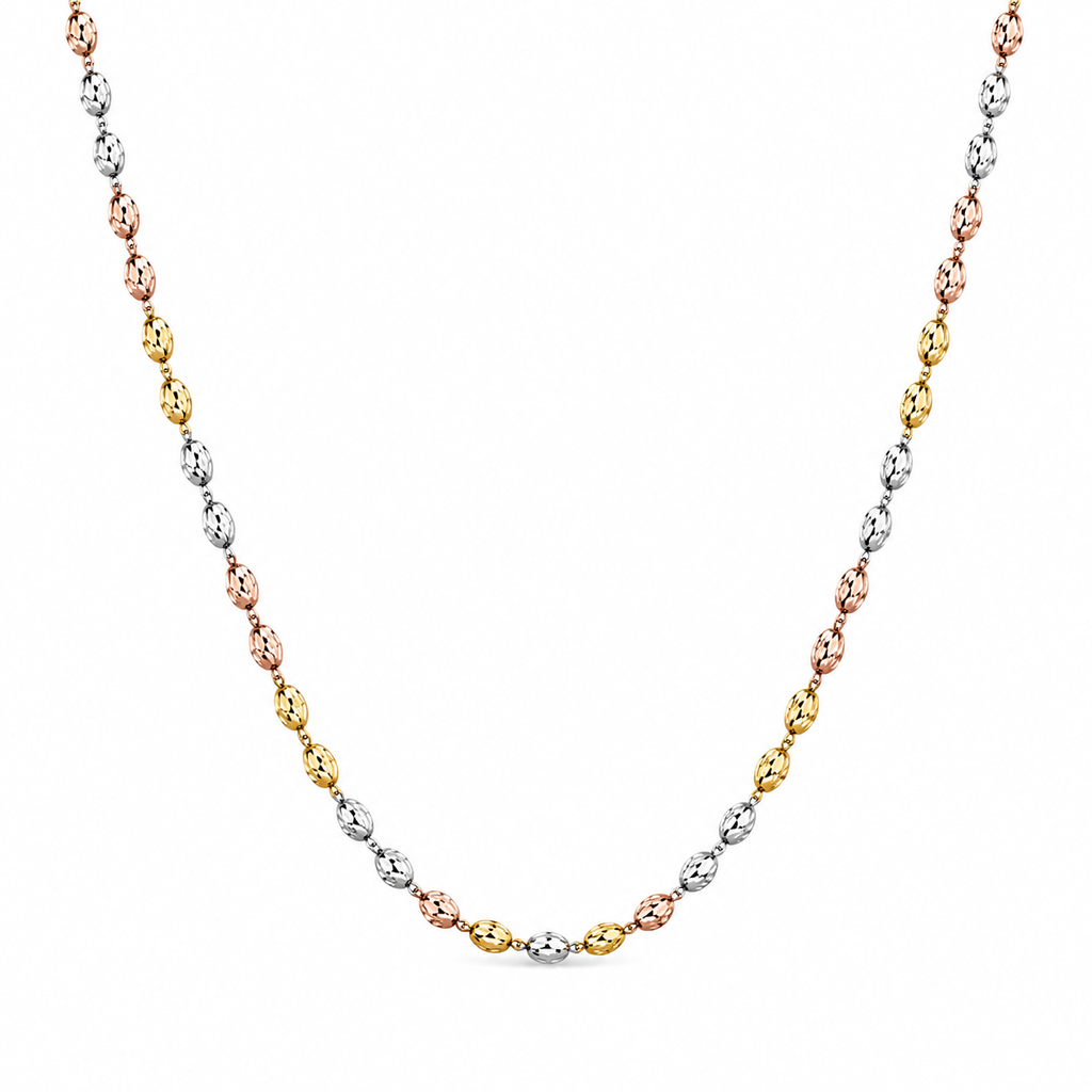 14K Tri-Color Typhoon Bead Necklace