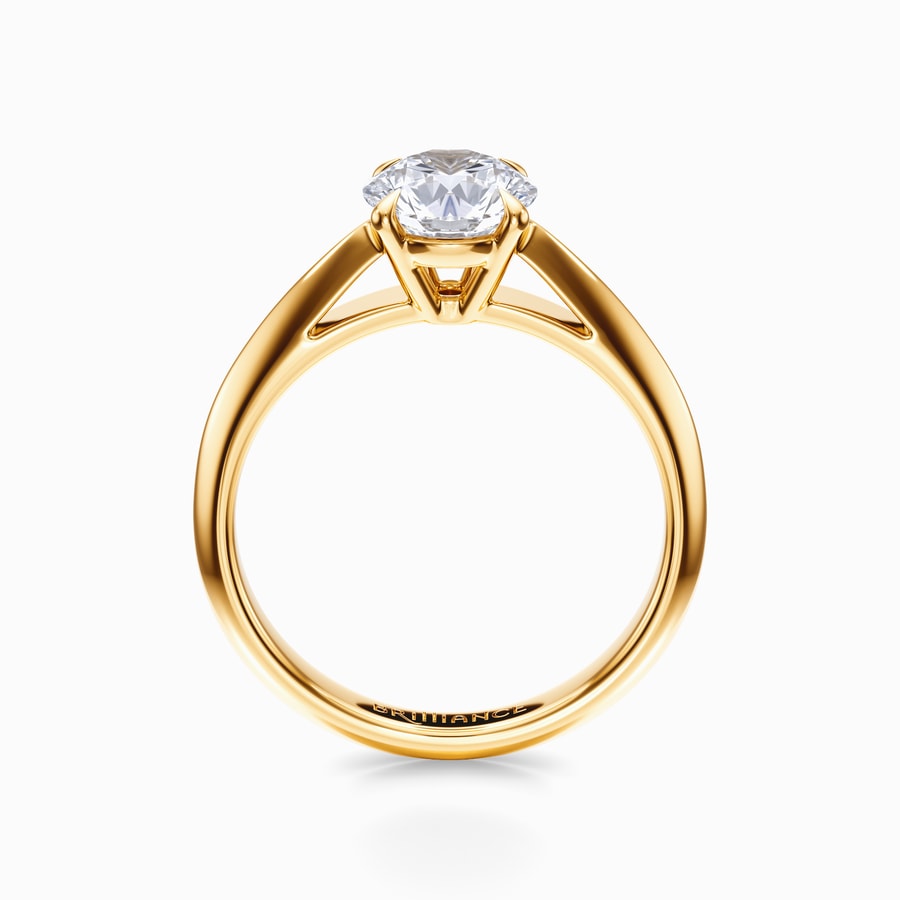 Cathedral Knife Edge Solitaire Ring in Yellow Gold