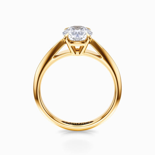 Cathedral Knife Edge Solitaire Ring in Yellow Gold
