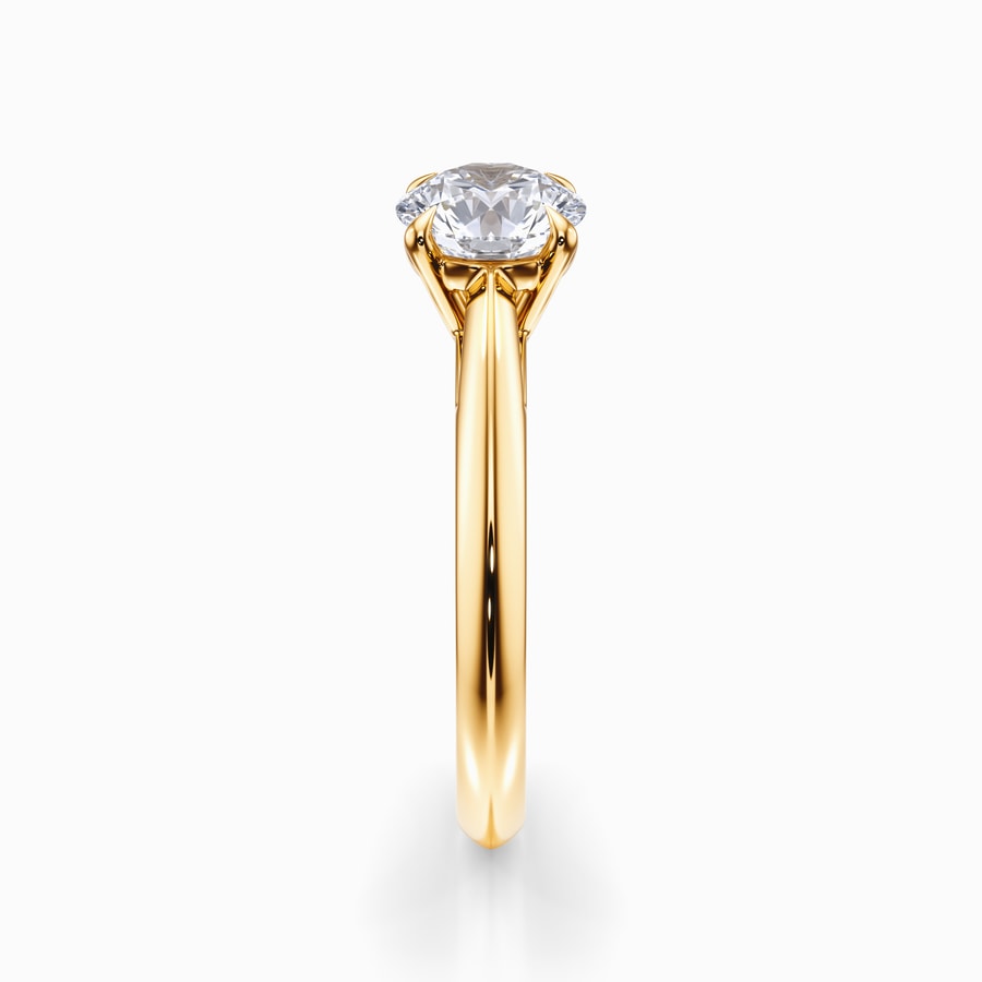 Cathedral Knife Edge Solitaire Ring in Yellow Gold