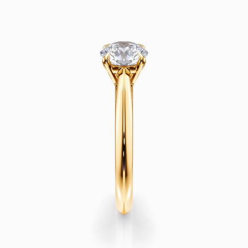 Cathedral Knife Edge Solitaire Ring in Yellow Gold
