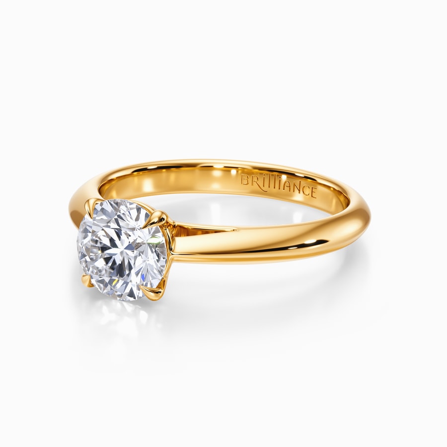 Cathedral Knife Edge Solitaire Ring in Yellow Gold