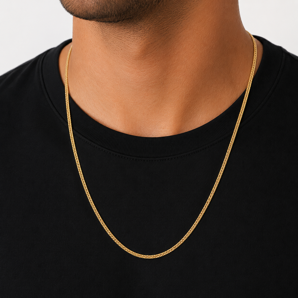 18K Solid Gold Franco Chain Necklace 2.3 mm