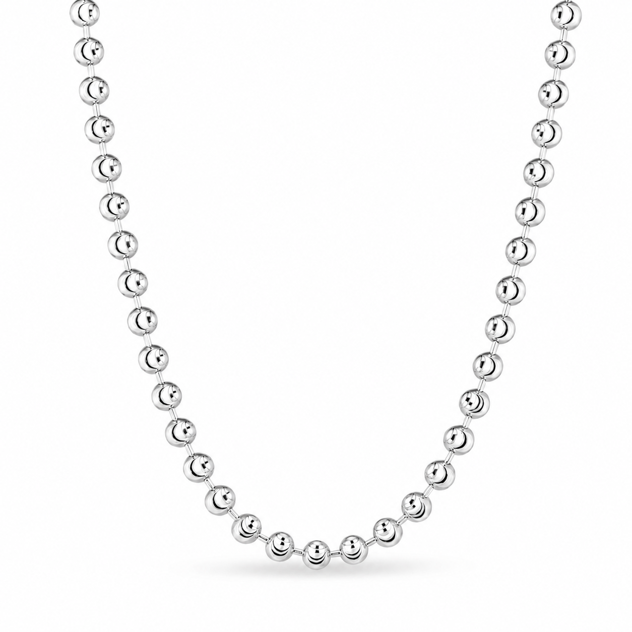 14K Gold Moon Cut Bead Ball Necklace