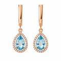 Blue Topaz Halo Drop Earrings