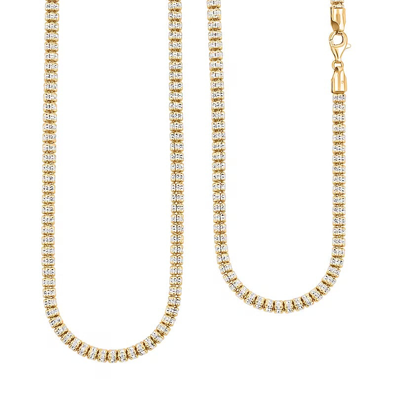 14K Gold 5 Row Diamond-Cut Necklace