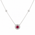 Ruby & Diamond Halo Necklace