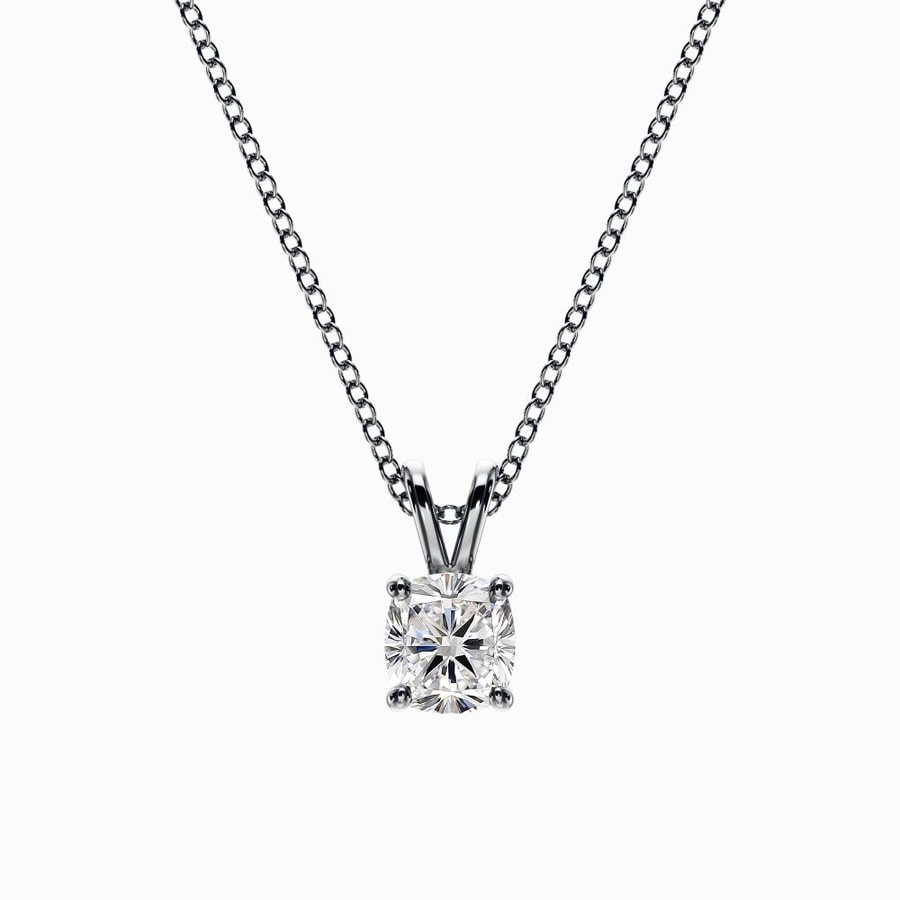 1/2 Carat Lab Grown Cushion Pendant in White Gold