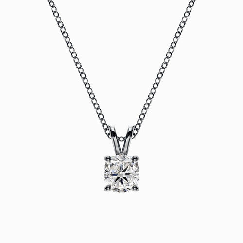 1/2 Carat Lab Grown Cushion Pendant in White Gold