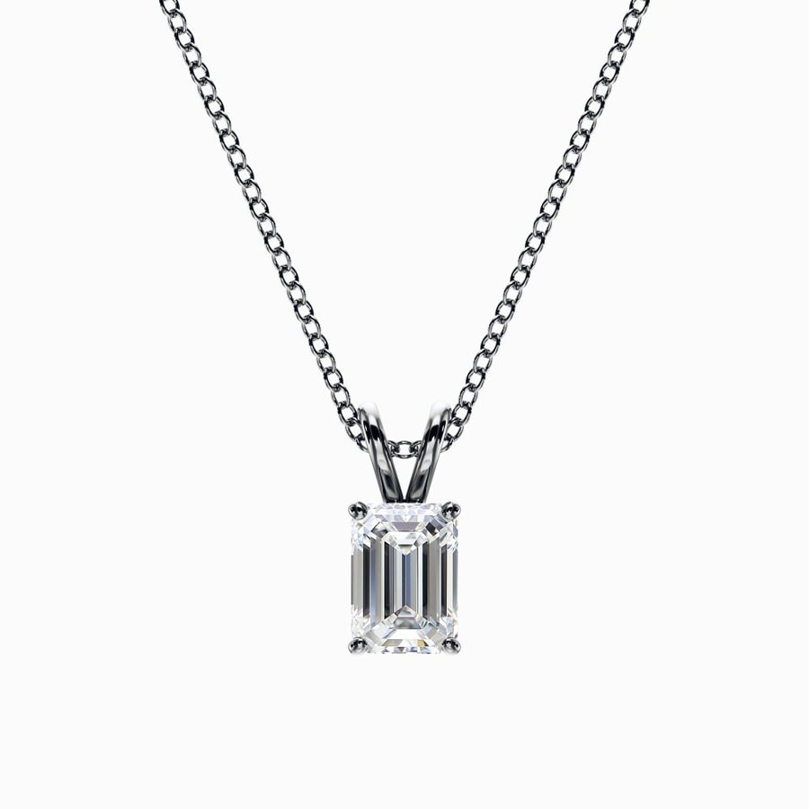 1/2 Carat Lab Diamond Emerald Pendant in White Gold