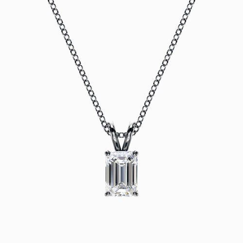 1/2 Carat Lab Diamond Emerald Pendant in White Gold