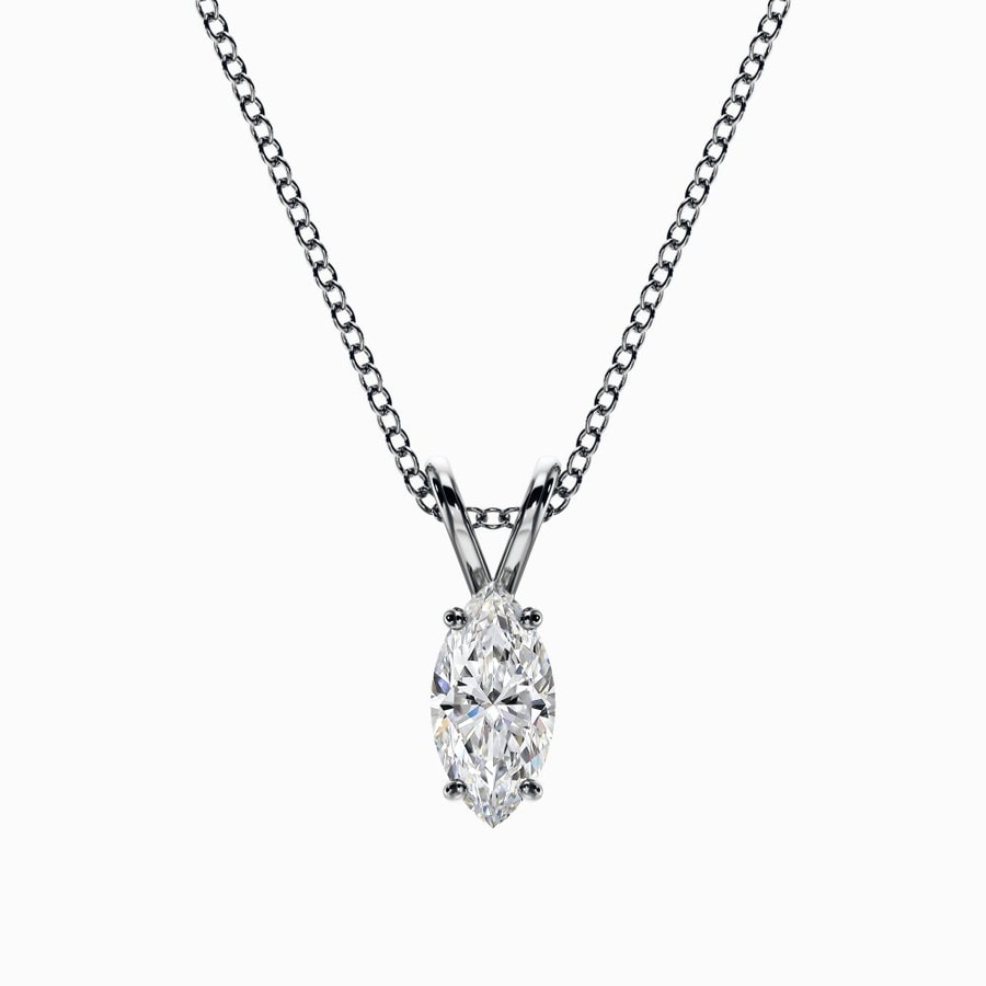 1/2 Carat Lab Grown Marquise Pendant in White Gold