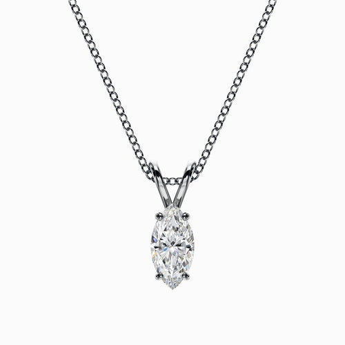 1/2 Carat Lab Grown Marquise Pendant in White Gold