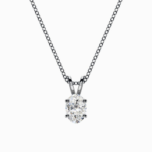 1/2 Carat Lab Diamond Oval Pendant in White Gold