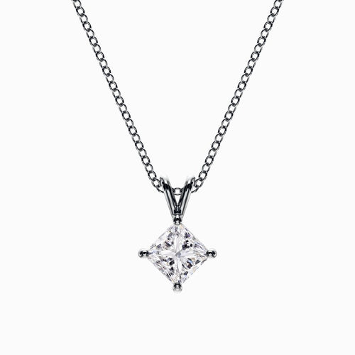 1/2 Carat Lab Diamond Princess Pendant in White Gold