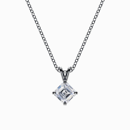 1/2 Carat Lab Grown Asscher Pendant in White Gold