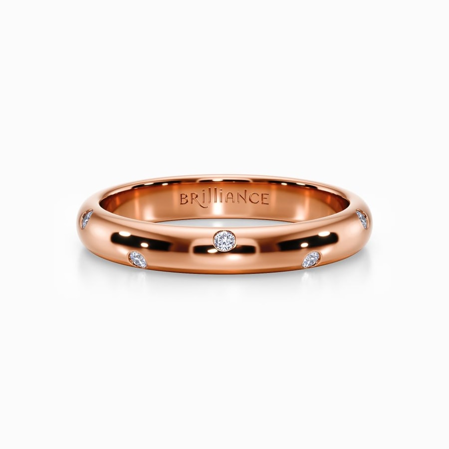 Inset Diamond Wedding Ring in Rose Gold (3 mm)