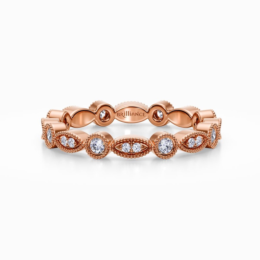 Vintage Edwardian Diamond Eternity Band In Rose Gold