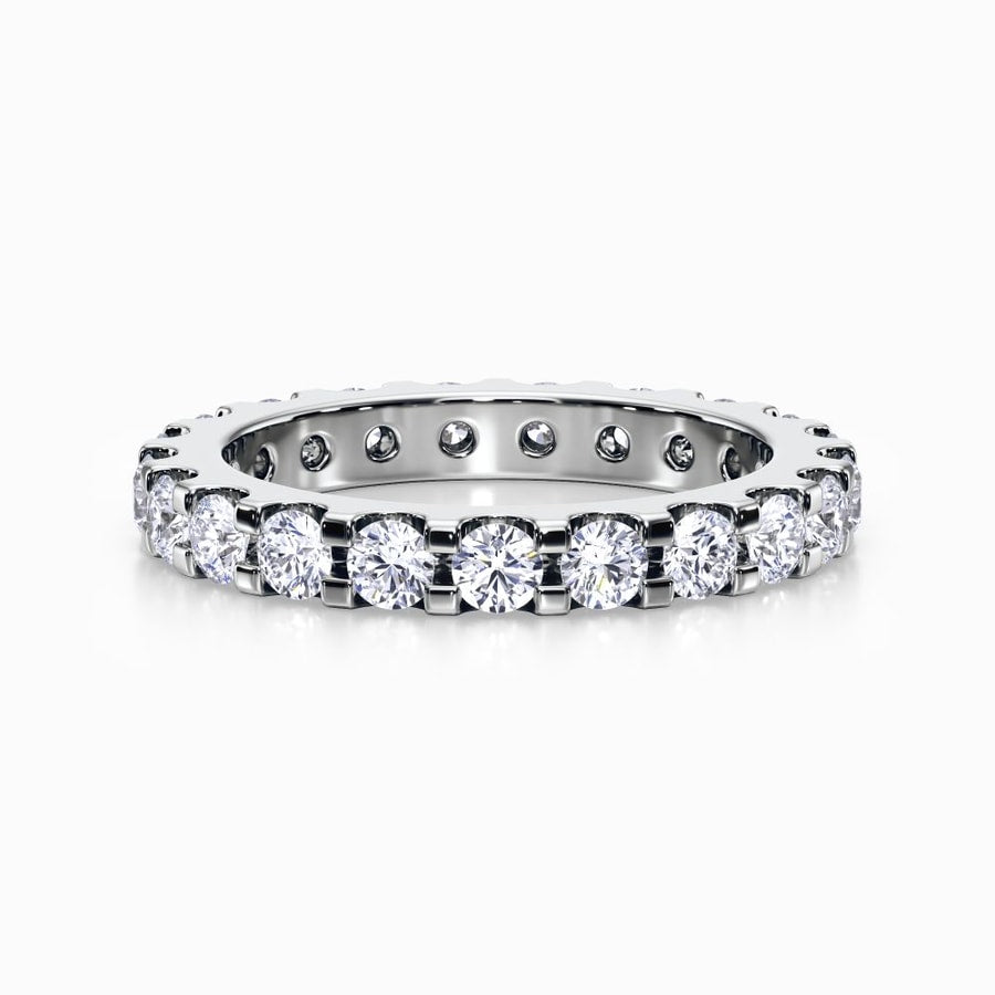 Scalloped Diamond Eternity Ring in White Gold (1.48 Carat)
