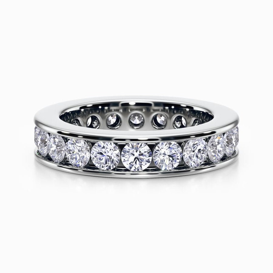 Channel Set Diamond Eternity Ring In White Gold (2.98 Carat)