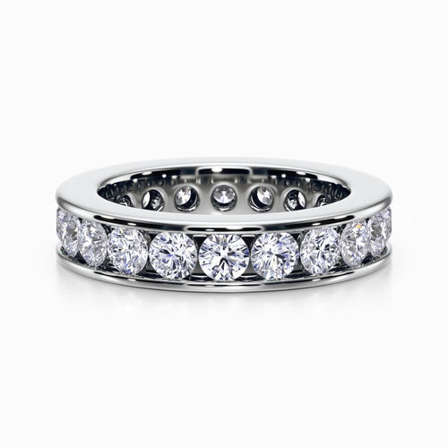 Channel Set Diamond Eternity Ring In White Gold (2.98 Carat)
