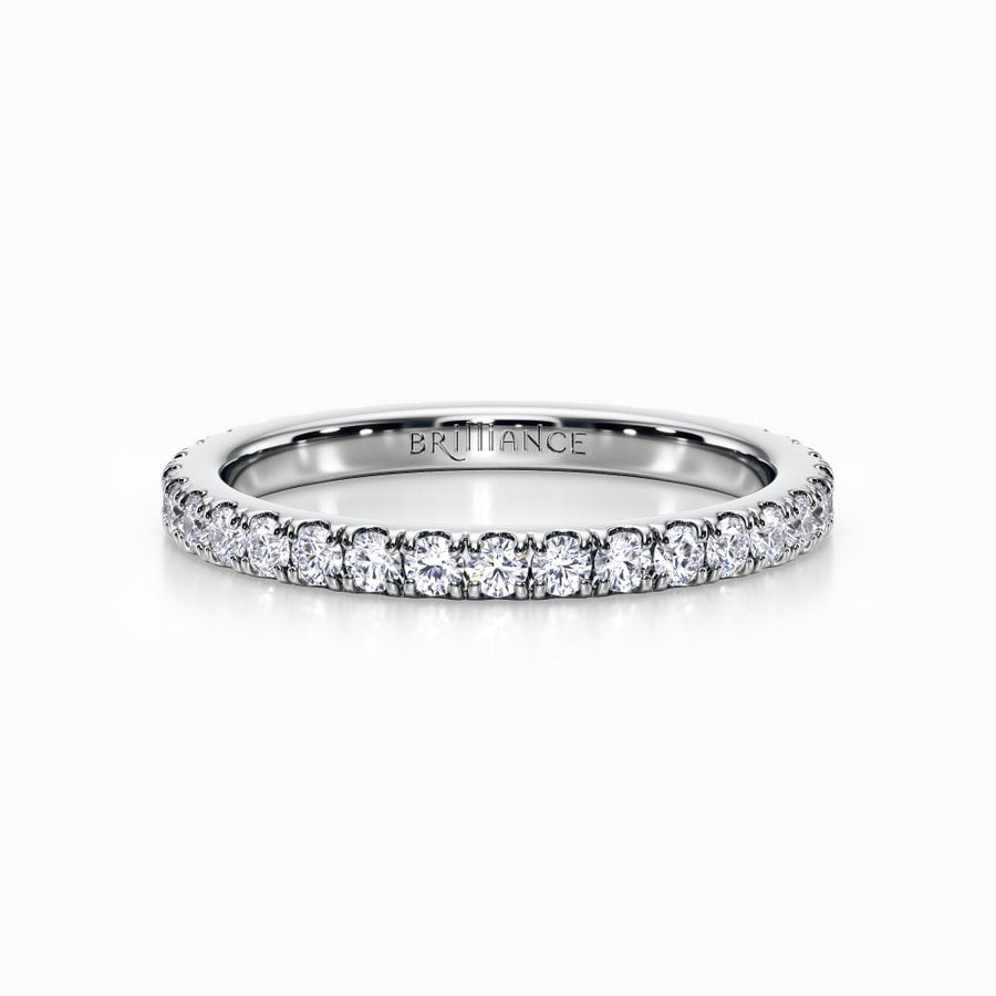 Petite Pave Diamond Eternity Ring In White Gold (0.83 Carat)