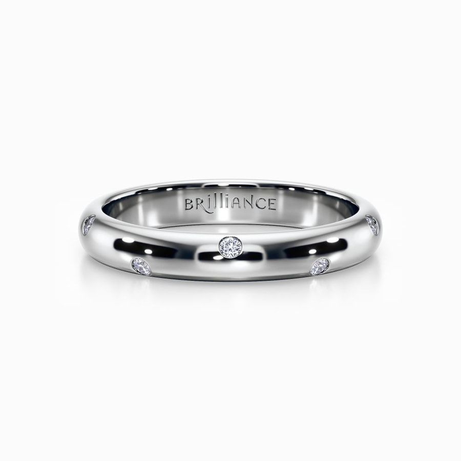 Inset Diamond Wedding Ring in White Gold (3 mm)
