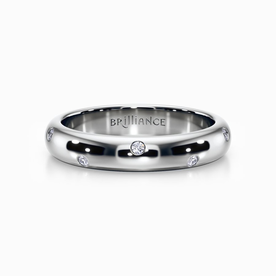 Inset Diamond Wedding Ring in Platinum (4 mm)